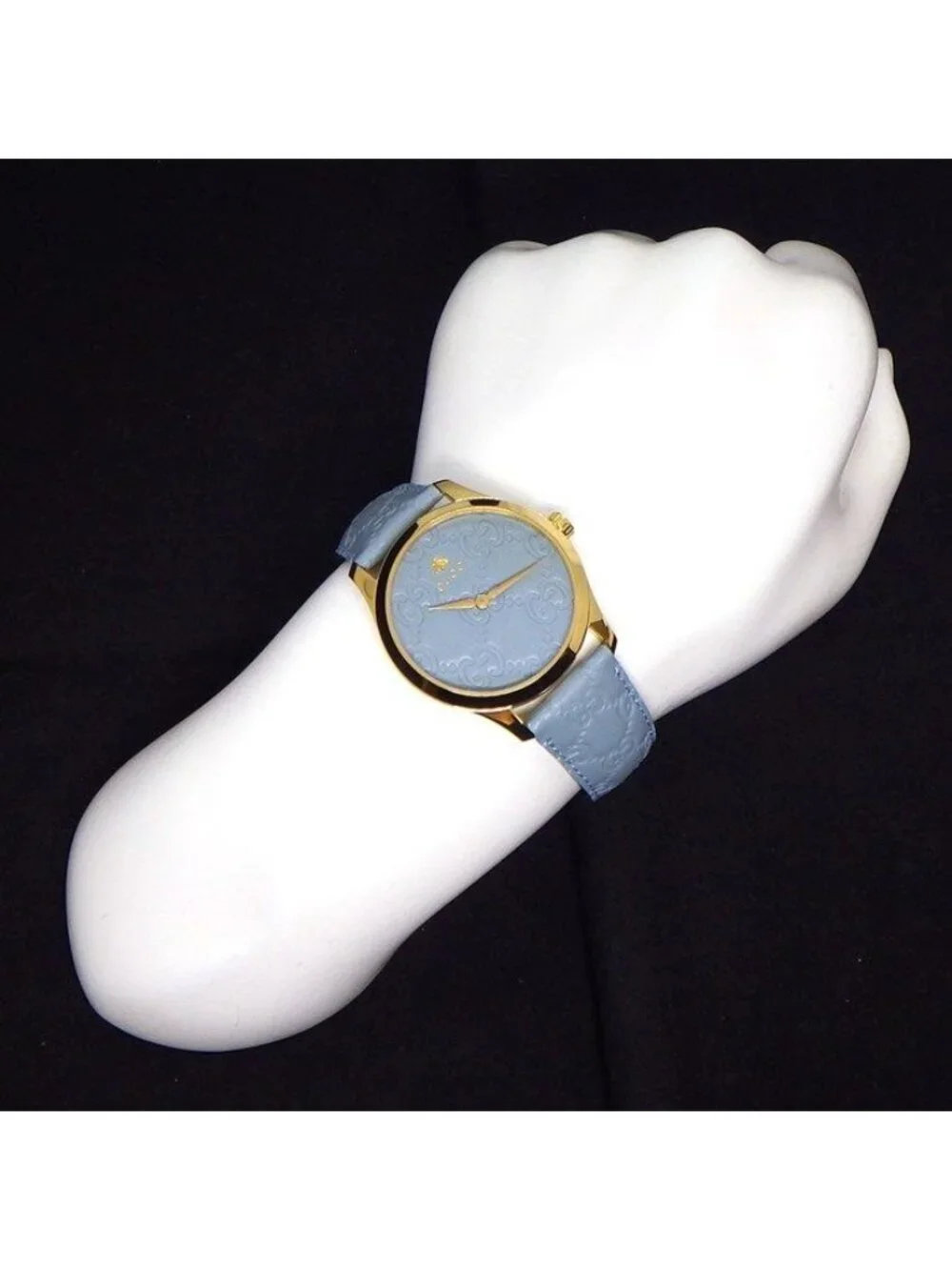 Gucci Watch G-Timeless 126.4 Blue Dial SS Leather Strap Quartz Analog